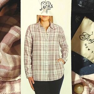 NWT JACHS Girlfriend‎ Lavender Plaid Shirt XXL